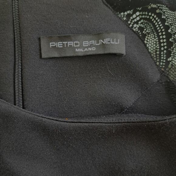 PIETRO BRUNELLI Black Maternity A-line Dress Small Lace Shoulder Office Party - Picture 6 of 12